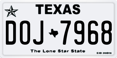 TX license plate DOJ7968