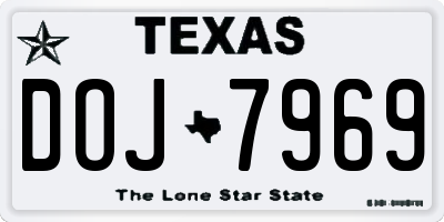 TX license plate DOJ7969