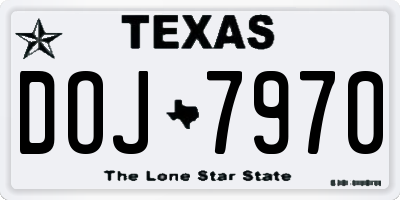 TX license plate DOJ7970