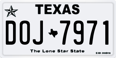 TX license plate DOJ7971