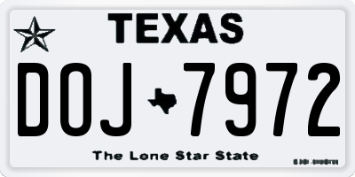 TX license plate DOJ7972