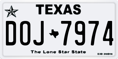 TX license plate DOJ7974
