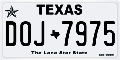 TX license plate DOJ7975