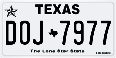 TX license plate DOJ7977