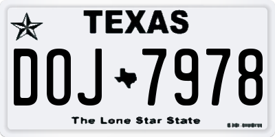 TX license plate DOJ7978