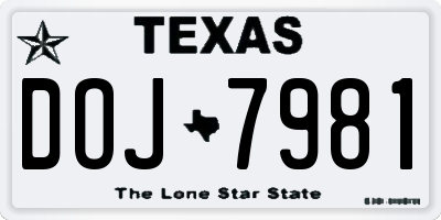 TX license plate DOJ7981
