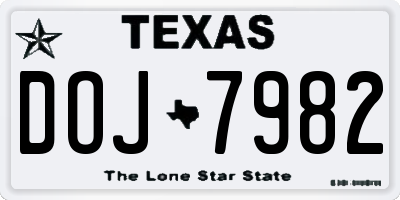 TX license plate DOJ7982