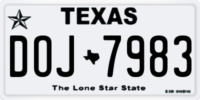 TX license plate DOJ7983
