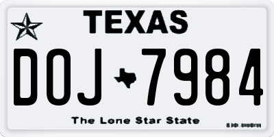 TX license plate DOJ7984
