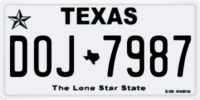 TX license plate DOJ7987