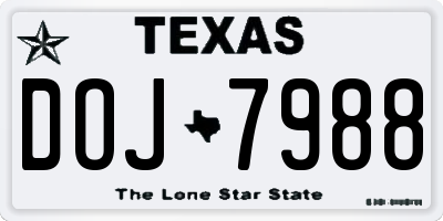 TX license plate DOJ7988