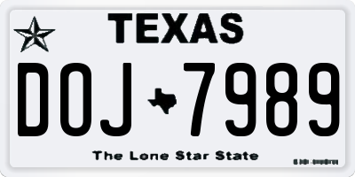 TX license plate DOJ7989