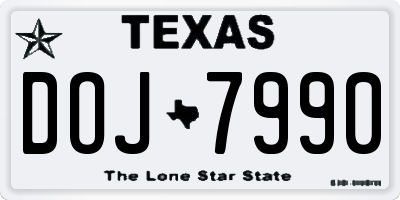 TX license plate DOJ7990