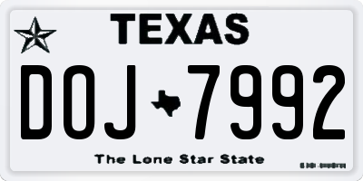 TX license plate DOJ7992