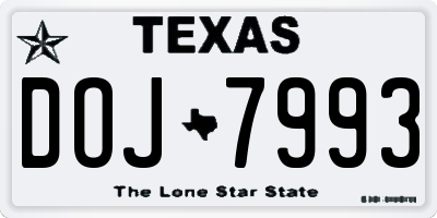 TX license plate DOJ7993