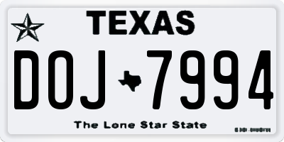 TX license plate DOJ7994