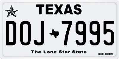 TX license plate DOJ7995