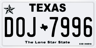 TX license plate DOJ7996