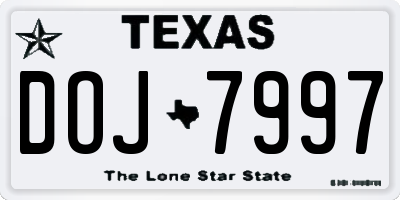 TX license plate DOJ7997