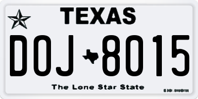 TX license plate DOJ8015