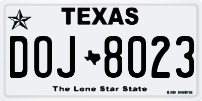 TX license plate DOJ8023