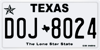 TX license plate DOJ8024