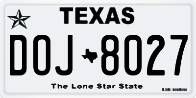 TX license plate DOJ8027