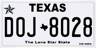 TX license plate DOJ8028
