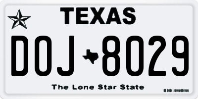 TX license plate DOJ8029