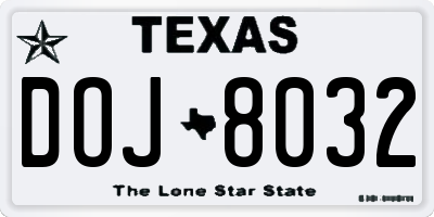TX license plate DOJ8032