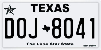 TX license plate DOJ8041