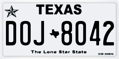 TX license plate DOJ8042