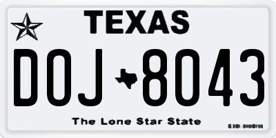 TX license plate DOJ8043