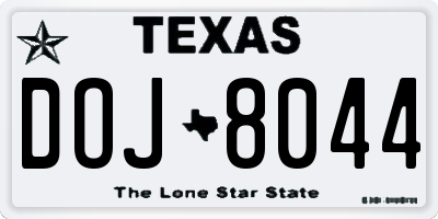 TX license plate DOJ8044