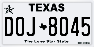 TX license plate DOJ8045