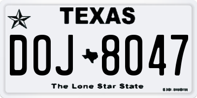 TX license plate DOJ8047