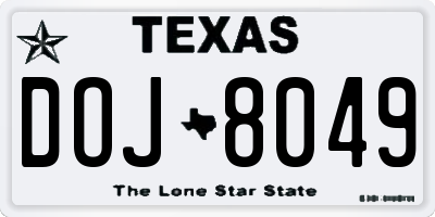 TX license plate DOJ8049
