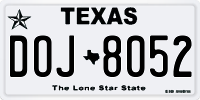 TX license plate DOJ8052