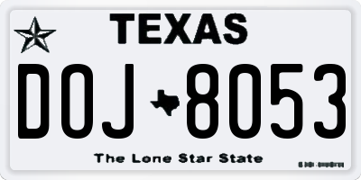 TX license plate DOJ8053