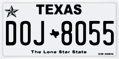 TX license plate DOJ8055
