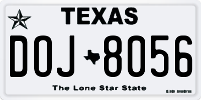 TX license plate DOJ8056