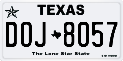 TX license plate DOJ8057