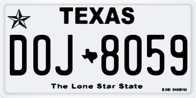 TX license plate DOJ8059
