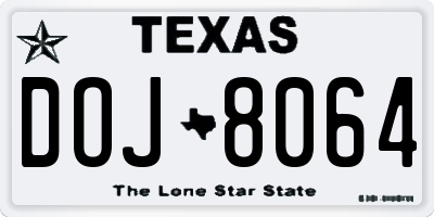 TX license plate DOJ8064