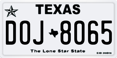 TX license plate DOJ8065