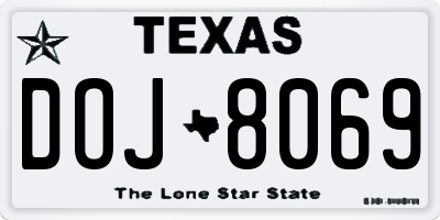 TX license plate DOJ8069