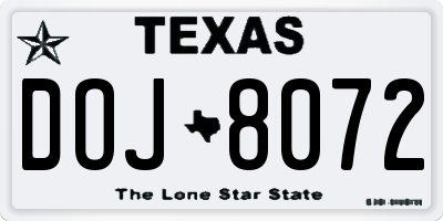 TX license plate DOJ8072