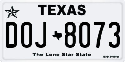 TX license plate DOJ8073