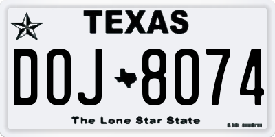 TX license plate DOJ8074