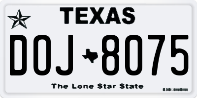 TX license plate DOJ8075